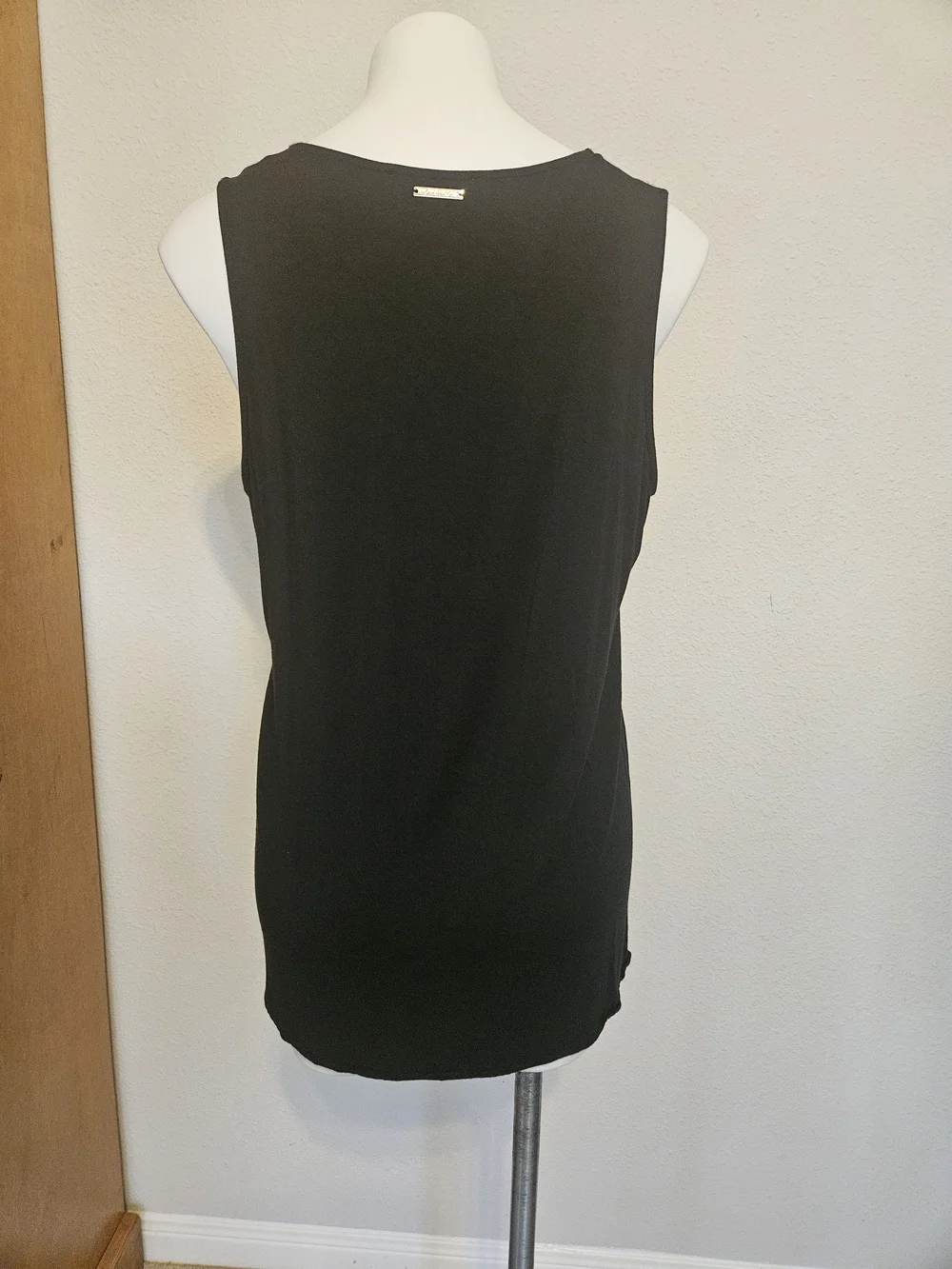 Michael Kors Sleeveless V-Neck Black Chiffon Layered Tank Top